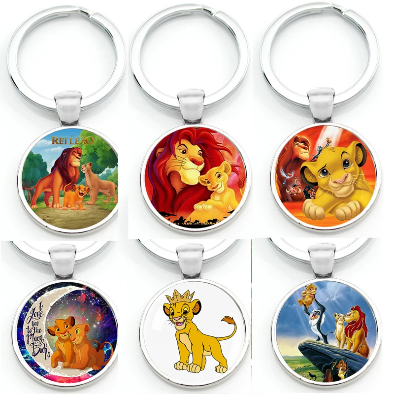 

Mental Keyring Keychain Disney The Lion King Badge Pendant Jewelry Rey Leon Le Roi Lion Baby Key Chain Ring Decor For Bag Kids
