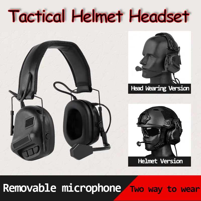 Tactical Helmet Headset with Fast Helmet Rail Adapter Airsoft