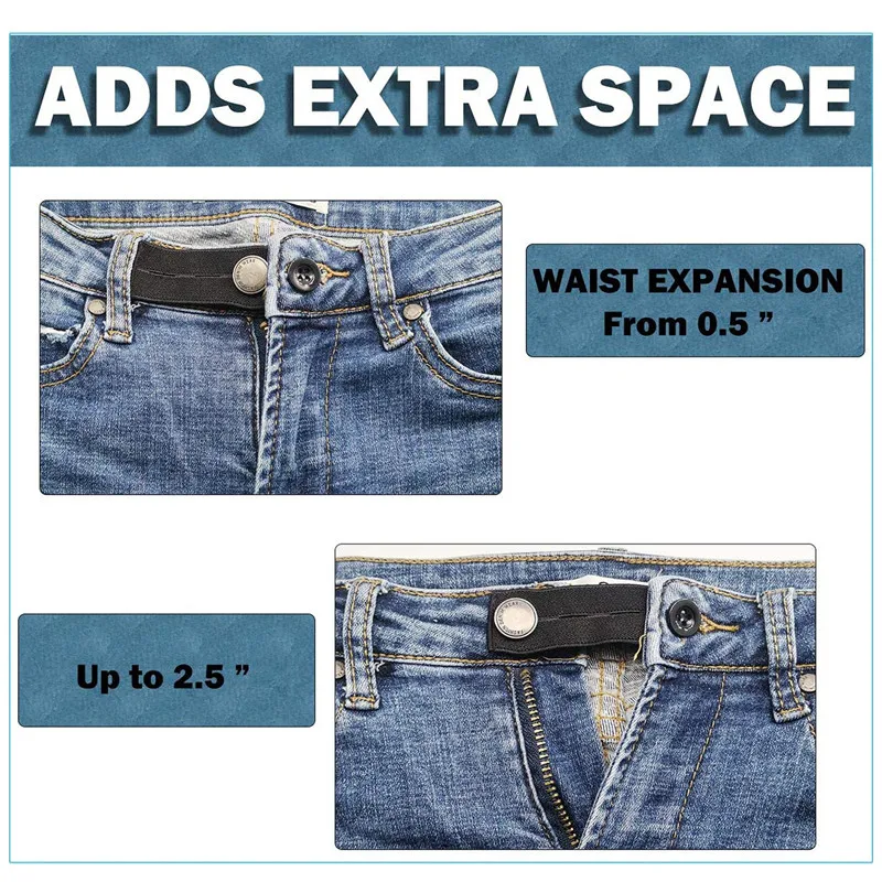 Description Picture 4 of itemElastic Pant Extender Belt 5Pcs Unisex Waist Band Tight Trousers Jeans Skirts Maternity Button Hooks Garment DIY Sewing Supplies