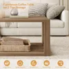 Farmhouse Rectangle Coffee Table-Boho Center Table with Storage Shelf,2-Tier Sofa Side Table Mid Century Small Table 4