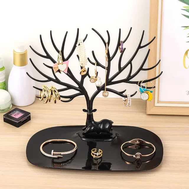 Jewelry Display Stand Tray Tree Storage Racks Earrings Necklaces Rings Jewelry Boxes Case Desktop Organizer Holder Make Up Decor 3