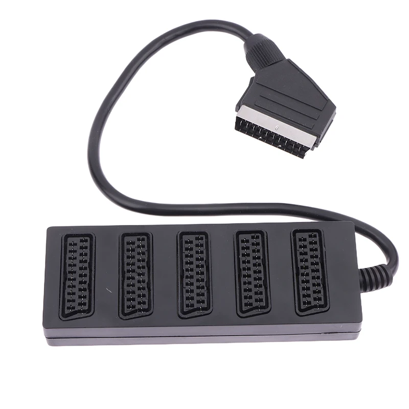 21Pin Scart 5 Way Splitter 21p Scart Male To 5 Female Adapter Connector Road One Divide Into Five Cable Line scart splitter adapter
