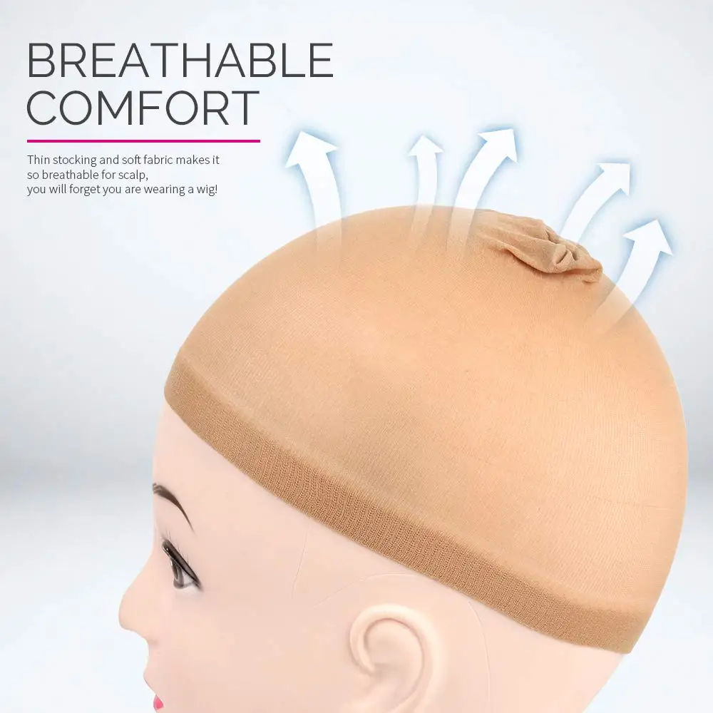 1/6/12bags Ventilated Nylon Mesh Nude Stocking wig caps Stretchy Close End Super Extra Thin Skin Breathable