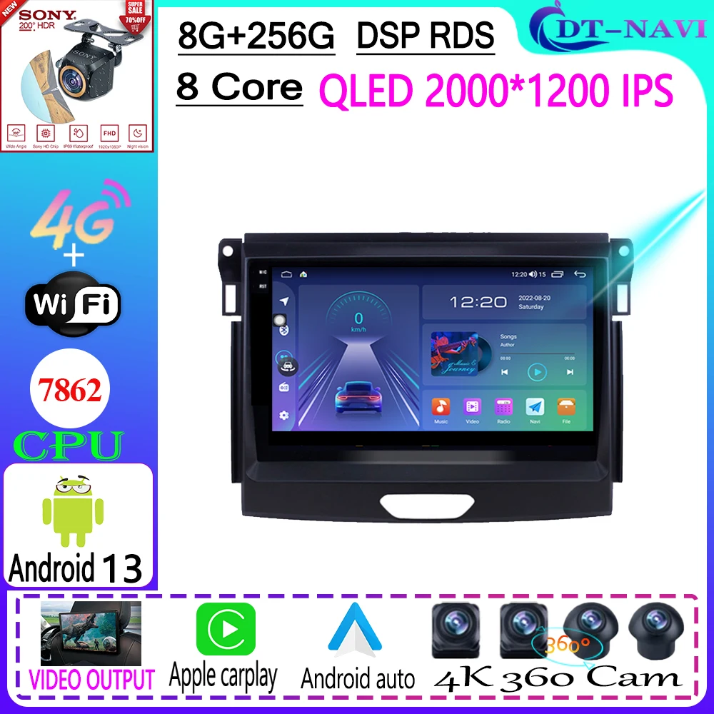 

Car Radio Multimedia Video Player Navigation Stereo GPS For Ford ranger 2016-2019 Android 13 WIFI BT 4G LET DSP No 2din 2din dvd