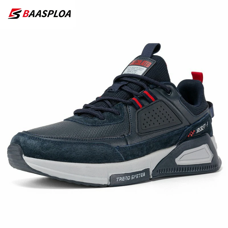 Walking Sneakers Baasploa Men Leather Waterproof Walking Shoes Fashion Casual Non-Slip Wear-Resistant Male Sport Shoe