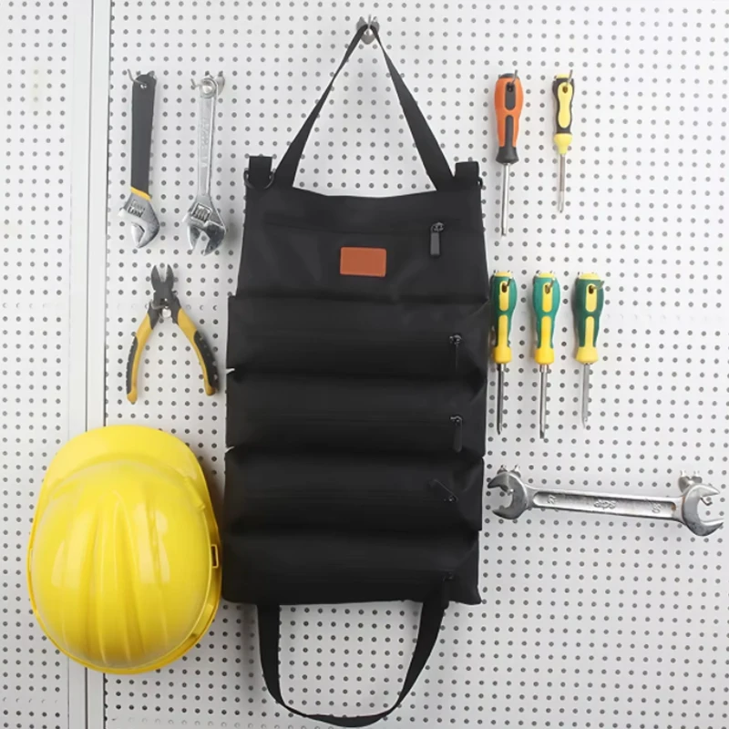 Tool Bag Multi-Purpose Roll Up Wrench Roll Canvas Tool Organizer Bucket Car First Aid Kit Wrap Roll Storage Case