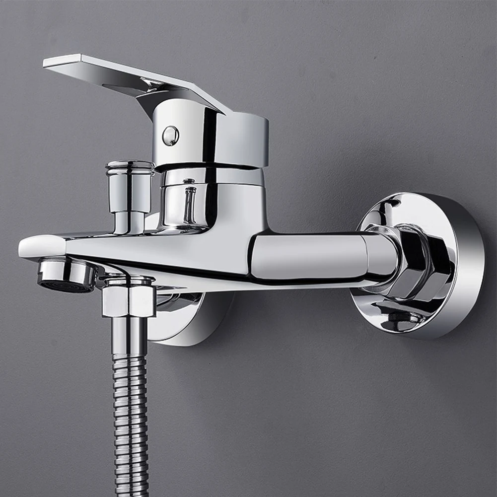 

Zinc Alloy Basin Faucets Chrome Wall Mounted ///Hot Cold Water Dual Spout Mixer ///Tap For Bathroom Splitter Bath Shower Basin