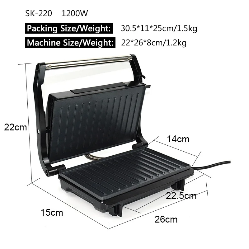 750W Household Mini Steak Machine Hamburger Fried Egg Electric Sandwich Maker Non Surface Grill Toaster EU Plug 3