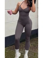 سراويل ضيقة للياقة البدنية للسيدات، قمصان رياضية برقبة رسن، سراويل يوجا طويلة سترات برقبة رسن، ملابس يوجا للجري في صالة الألعاب الرياضية 4