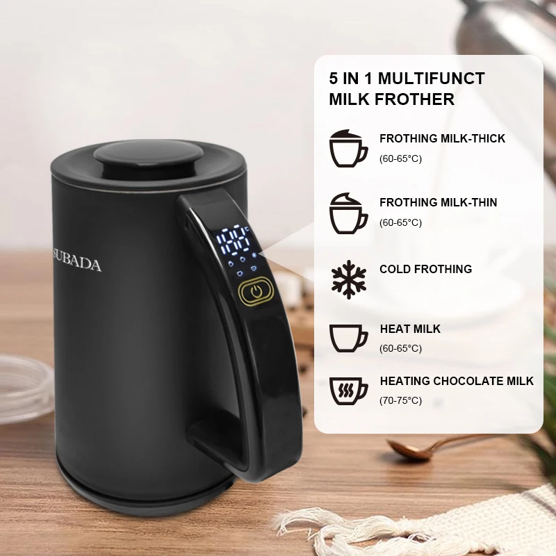 SUBADA 5 in 1 Electric Milk Frother For Hot and Cold Milk Froth - Automatic Milk Frother & Warmer For Coffee Hot Chocolate 3
