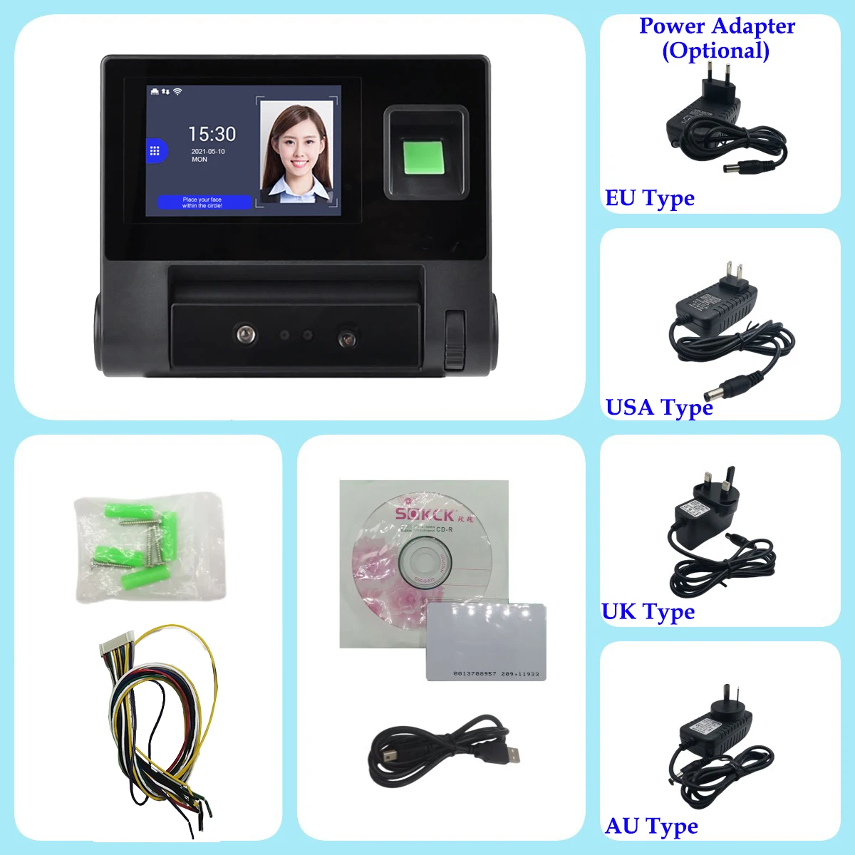 WiFi Face Time Attendance and Access control Empolyee Time Record System Tcp/ip Face and Fingerprint Clock fingerprint attendance machine facial recognition clock