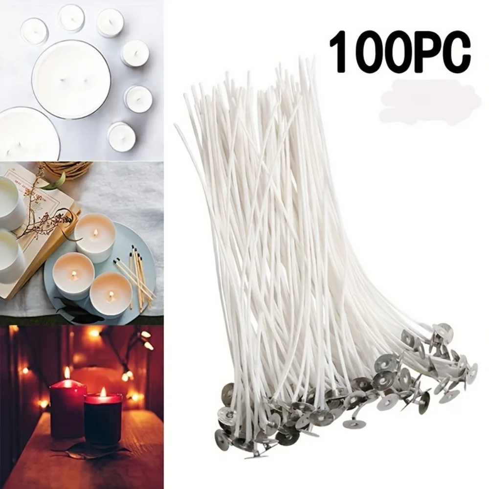 100pcs Candle Wicks 9cm Smokeless Wax Pure Cotton Core For DIY Candle Making Pre-Waxed Wicks Handmade Making Tools candle wick candle wicks