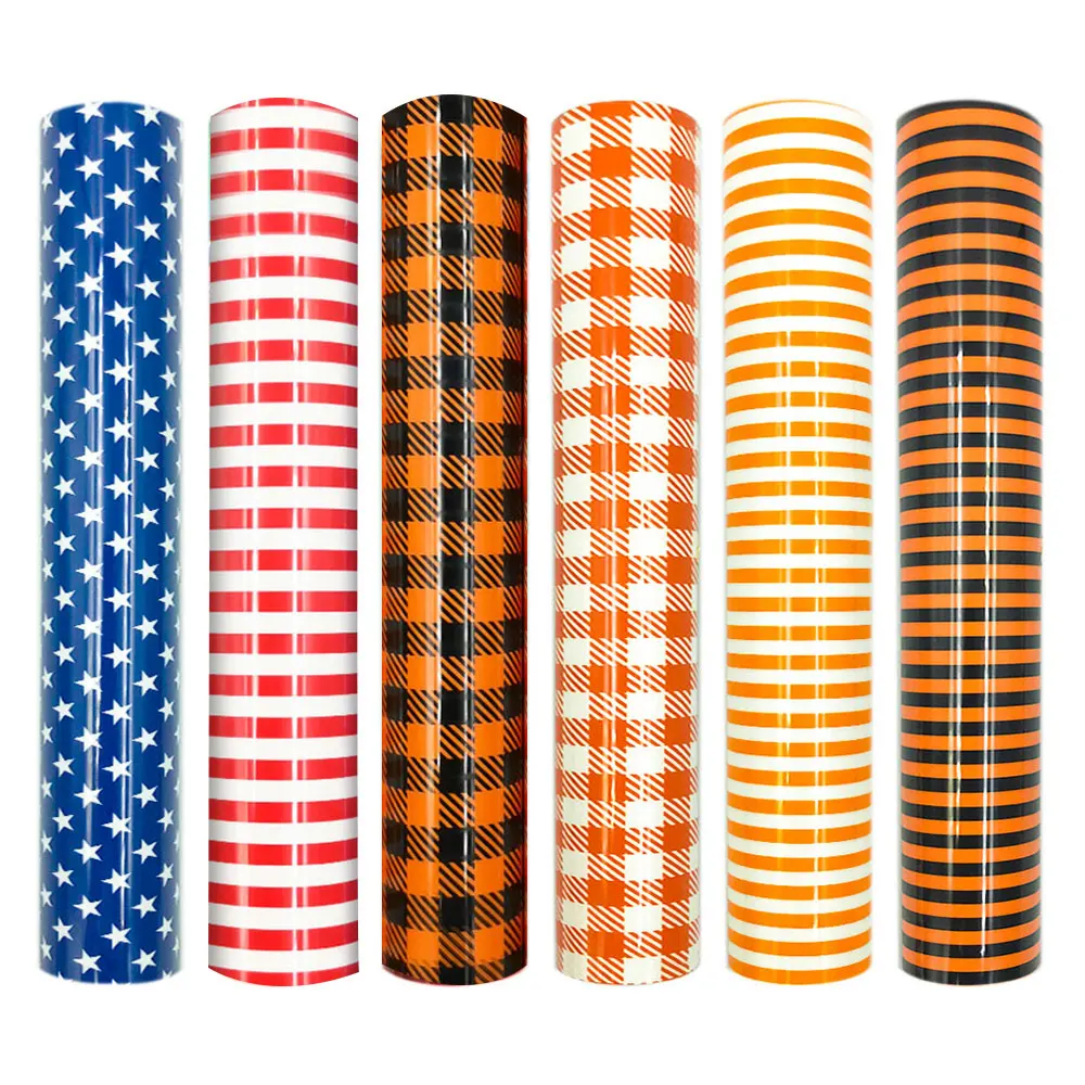 Striped Stars Pattern Heat Transfer Vinyl for Apparel and Accessories