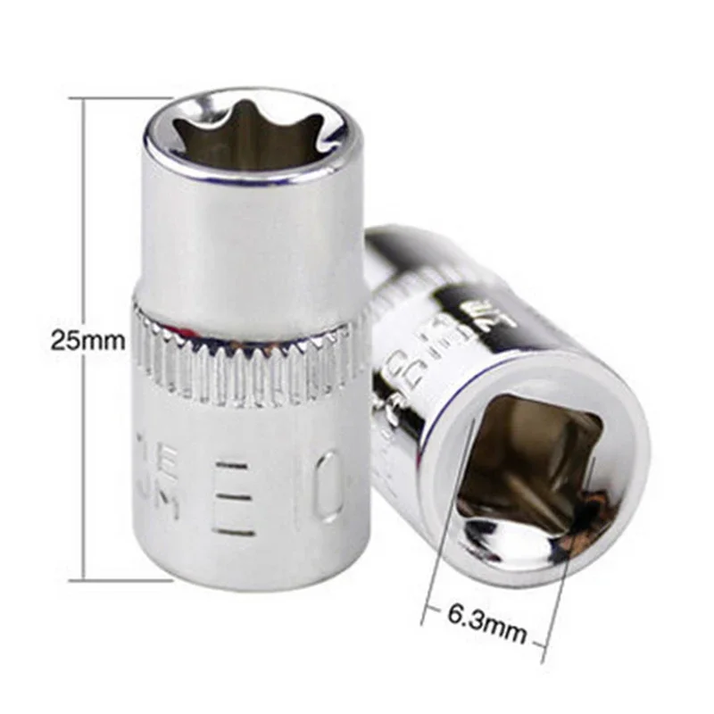 6pcs Drive Sockets Torx Star Female Bit E Socket Set Heat Treatment Chrome Treatment For Socket Wrenches Sockets Hand Tools
