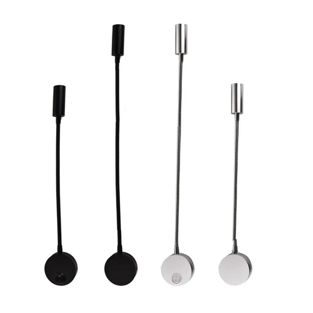 L40cm ยาว GOOSENECK 3W LED Wall Light ข้างเตียง LED โคมไฟติดผนังสีดําสวิทช์ท่อ AC90-260V 110V 220V อ่านไฟโคมไฟหนังสือ 1