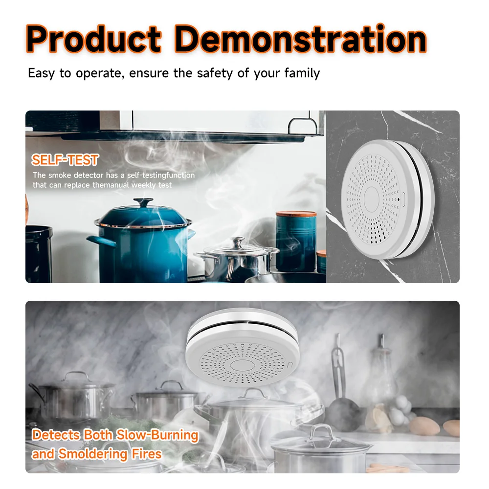 Tuya 2 in 1 Smoke Fire Sound Alarm Sensor WiFi Smoke Detector & Carbon Monoxide Detector