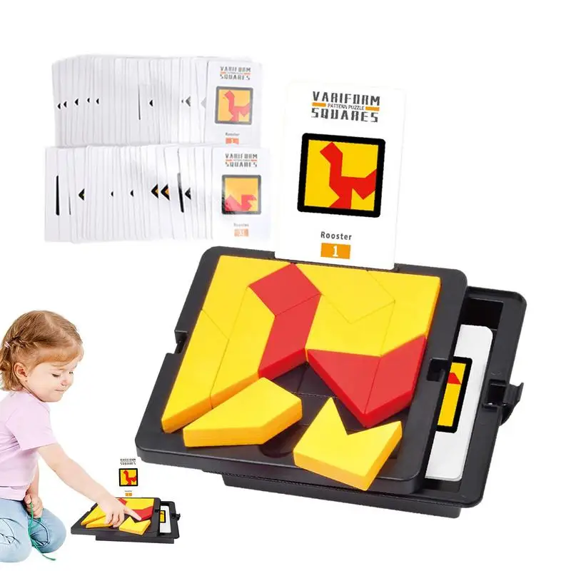 

Colorful Wooden Tangram Puzzle Thinking Logic Square Toy Jigsaw Puzzle Montessori Early Education Sorting Games Toy for Children