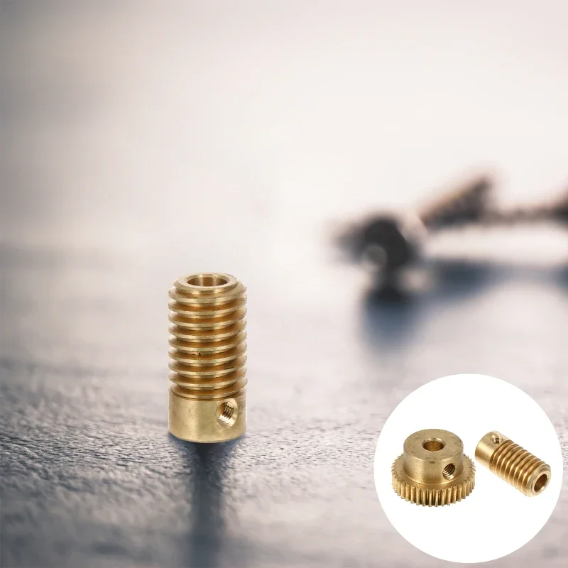 Description Picture 3 of item2 Pcs Turbine Shaft Small Modulus Worm Gear with Wheel Copper Bevel Replacement Accessories
