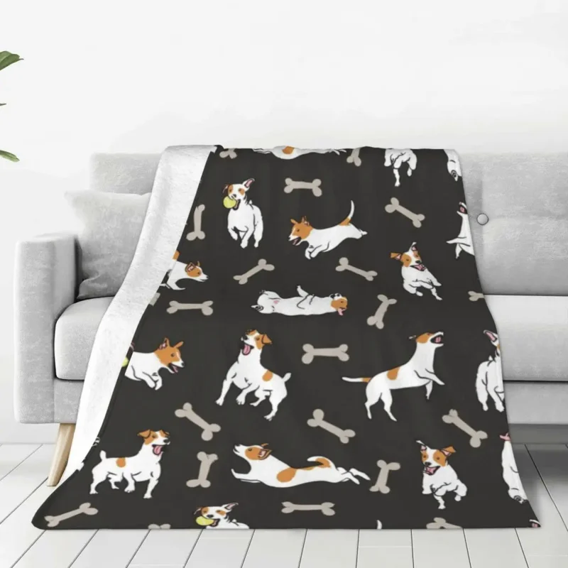 

Jack Russell Terrier Dog Flannel Blanket Cute Animal Warm Soft Throw Blanket for Couch Bed Travel Print Bedspread Sofa Bed Cover