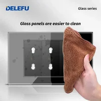 DELEFU Black Tempered Glass Italy USB TypeC Fast Charging Wall Socket Schuko Tuya Wifi Smart Switch Sat TV Tel Doorbell Chile - Image 3