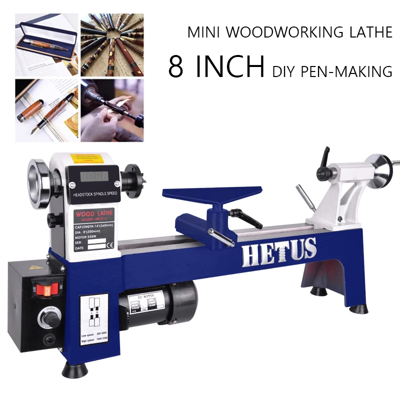 

Mini Woodworking Lathe Small Diy Pen-Making Multi-Function 8 Inch Micro Household Wood Turning Spinning Machine Digital Display