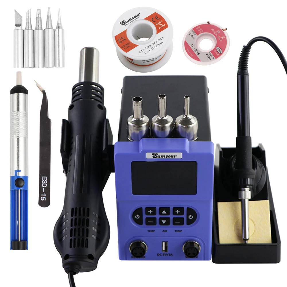 878D Welding Equipment Digital Display Electric Soldering Iron And Hot Air Gun 2 in 1 Soldering Station Repair Electric Tools soldering iron hot air gun soldering station soldering tool