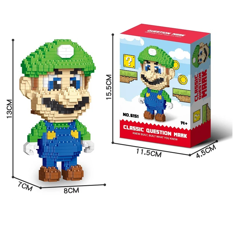 Anime Mario Building Blocks Figures Luigi Yoshi Cartoon Small Particles Assembled Block Model Dolls Toys Children Gifts 3