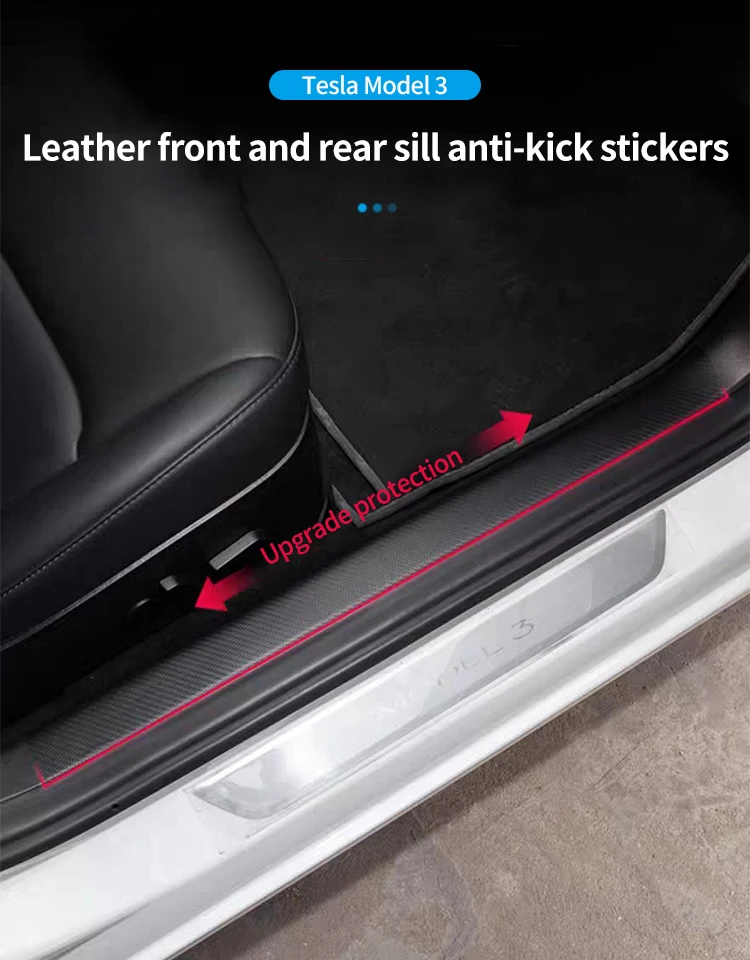 Carbon Flash Hintere Einstiegsleistenschutz Für Tesla Modell 3, Innere Schutzplatte Abdeckung Trim Auto Anti-Schmutzige Stoßstange Willkommen Pedal – Detail 1