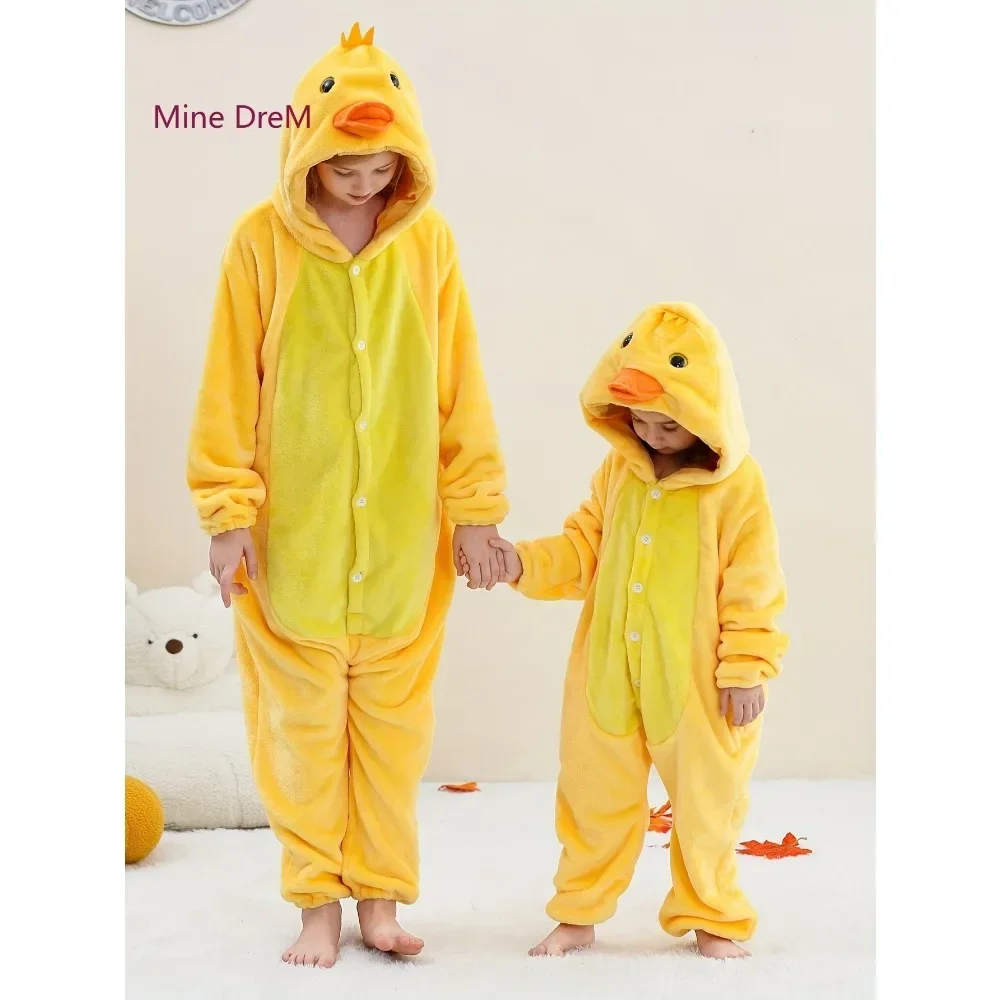 Children Chicken Kigurumi Onesies Pajama Boy Girl Sleepwear Halloween Jumpsuit Animal Duck Cosplay Onesies Pajamas