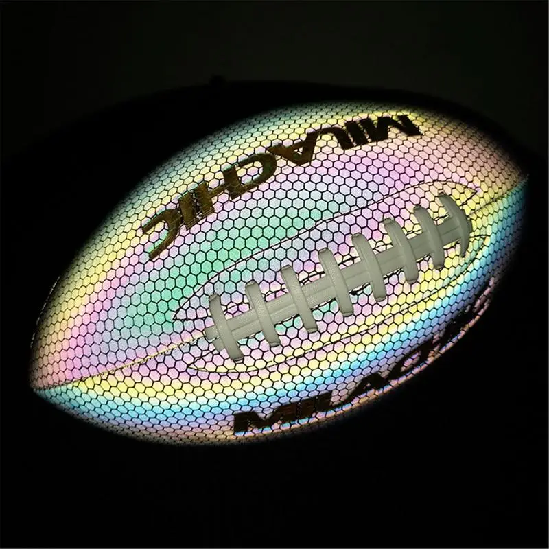 Size 3/6/9 Reflective Rugby Ball Luminous Fluorescent Training Ball PU Leather American Standard for Match