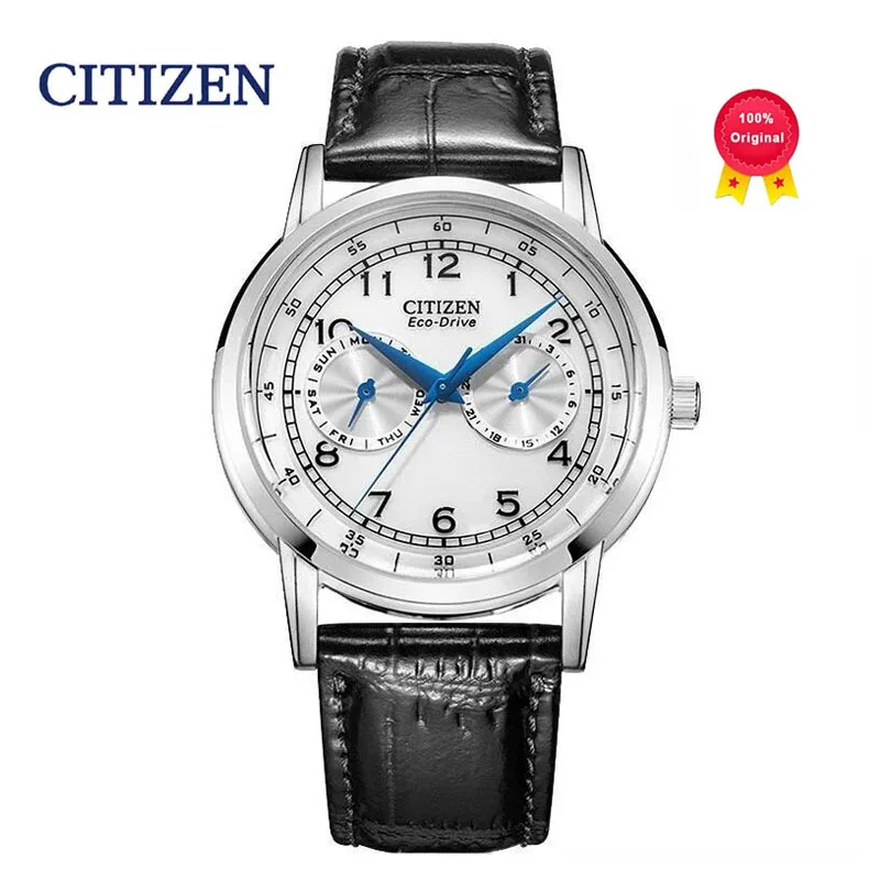 Citizen Watches For Men Ao9003 Original Fashion Eco-Driven Retro Casual Small Blue Needle Orologio Automatico In Vera Pelle