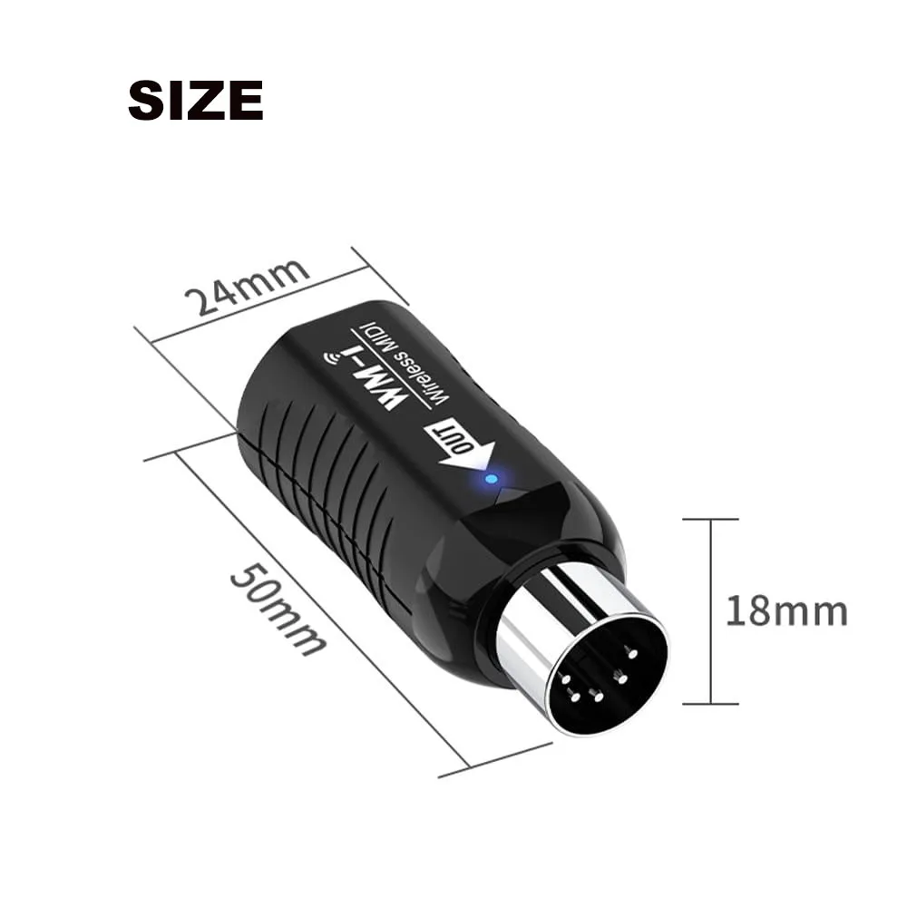 2.4GHz Wireless MIDI Adapter Rechargeable Audio Transmitter Receiver MIDI Connector