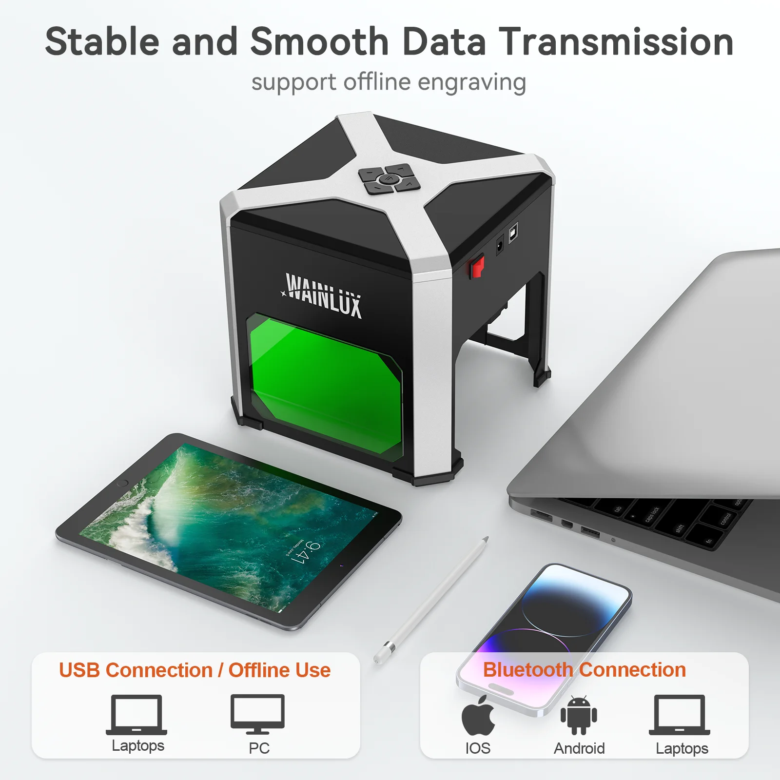Laser Engraving Machine Wainlux k6 Mini Laser Engraver 3000mW APP/PC Support Laser Engraver Cutter Machine Bluetooth Portable Engraving Marking