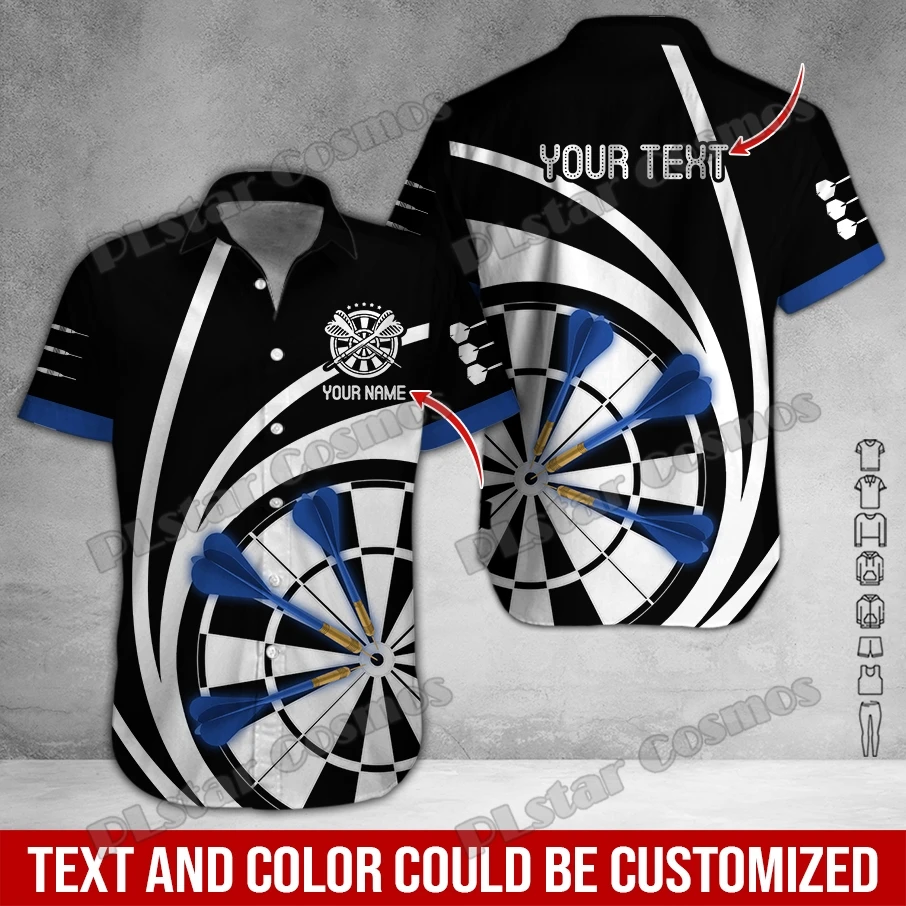 Personalized Name Darts Player 3D Printed Men's Hawaiian Shirt Summer Beach Short sleeve shirt Unisex Casual Tee shirts SH02 2