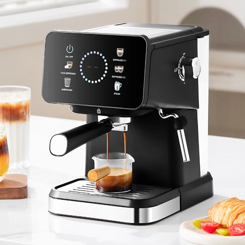 Italian semi-automatic espresso machine, cold and hot, with double extraction, smart control, and color screen, integrated coffee...