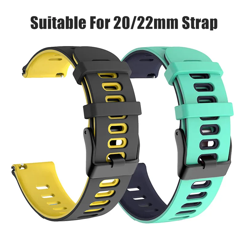 Two-Tone Silicone Sport Watch Strap with Quick-Release - Breathable Replacement Wristband