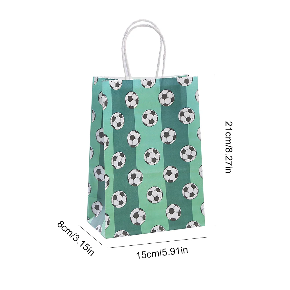 12pcs Candy Goodie Treat Bags with Handle Soccer Print Gift Bags Football Theme Candy for Football Themed Party Favors