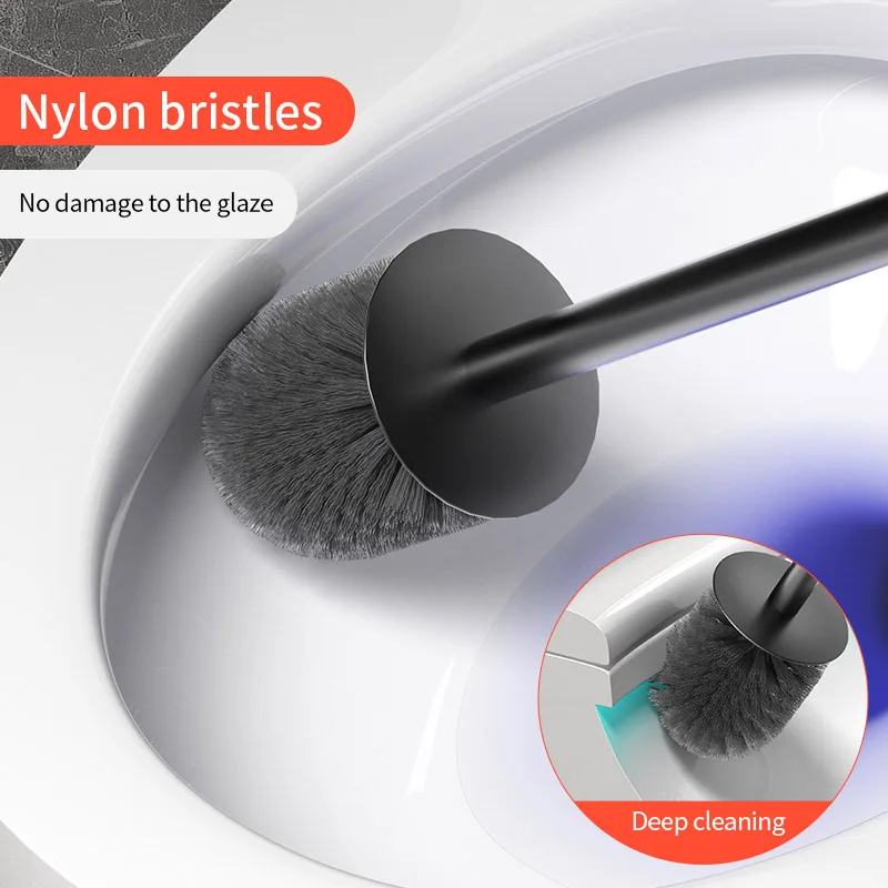 Bathroom Toilet Brush Holder Wall Mounted Household Cleaning Tools No Punching Install Space Aluminum Toilet Brushes WB8712 toilet brush holder