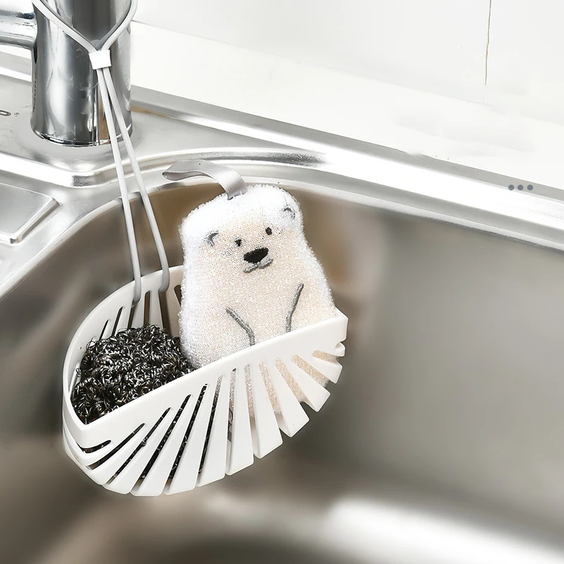 Kitchen Dish Cloth Sponge Storage Bag Soap Sink Holder Portable Kitchen Bathroom Hanging Drain Bag Basket Storage Tool With Rope