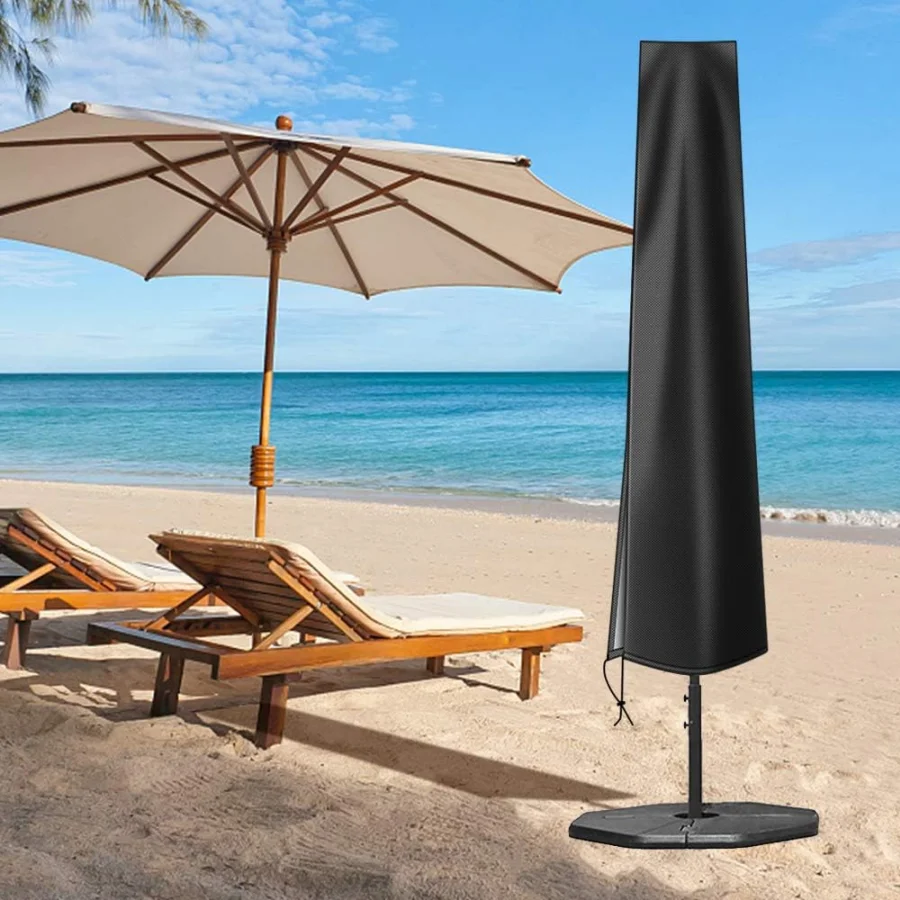 Waterproof Black Windproof UV Resistant Patio Umbrella Cover with Zip