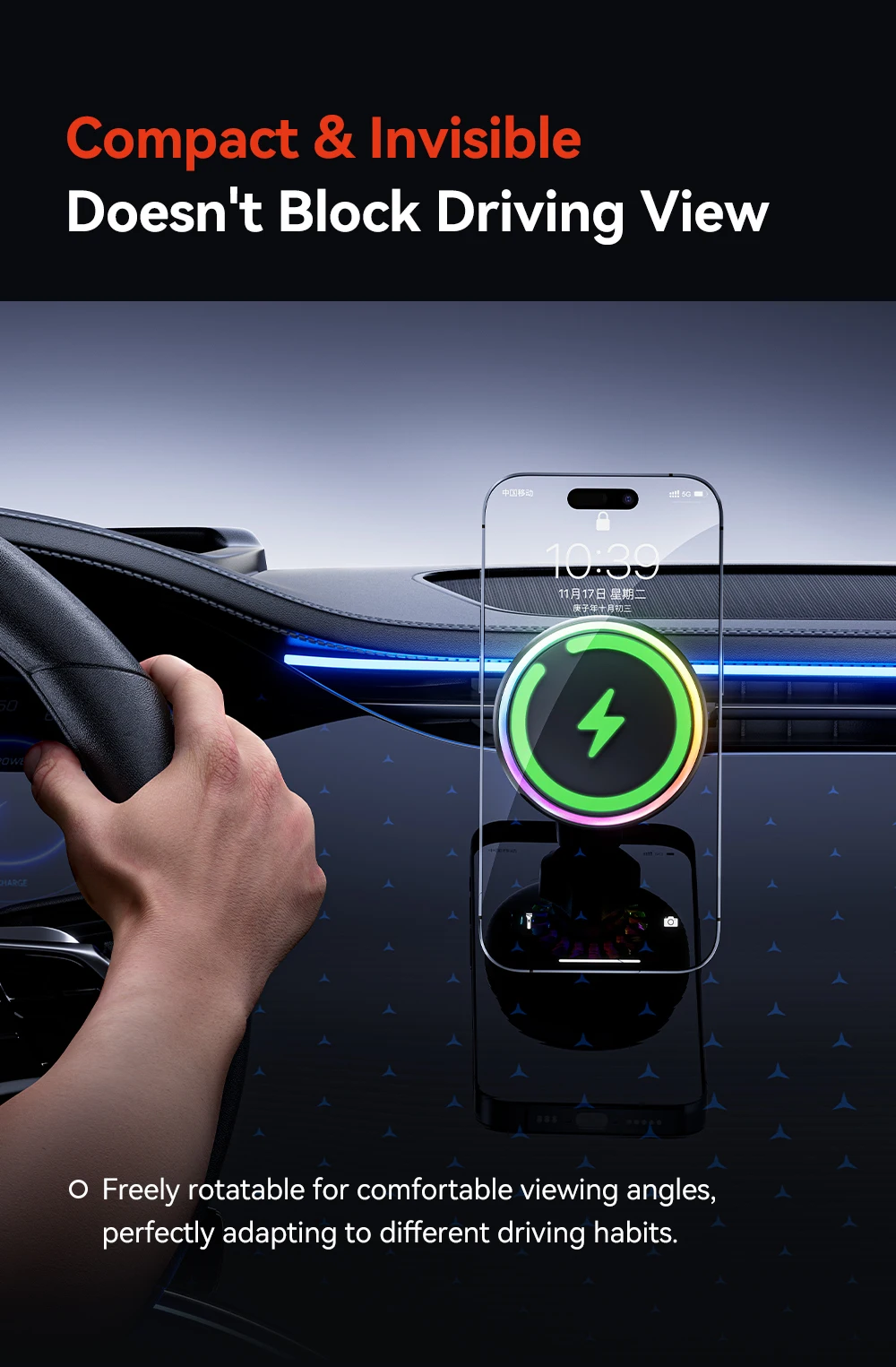 Magnetic Wireless Charger Car Phone Holder 15W Fast Charging Wireless Car Charge