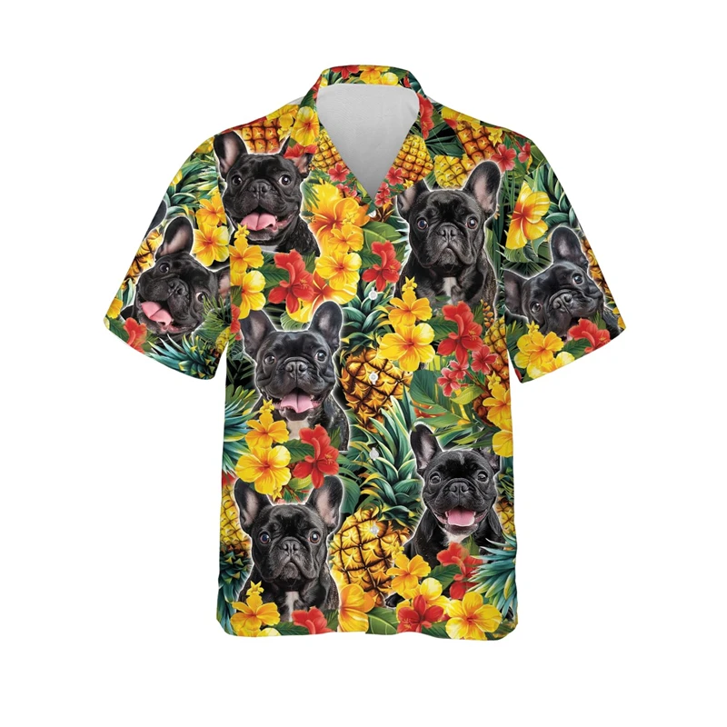 Hawaii Hundeshirt – Kurzärmlig, Weich, Atmungsaktiv, Mit Blattdruck