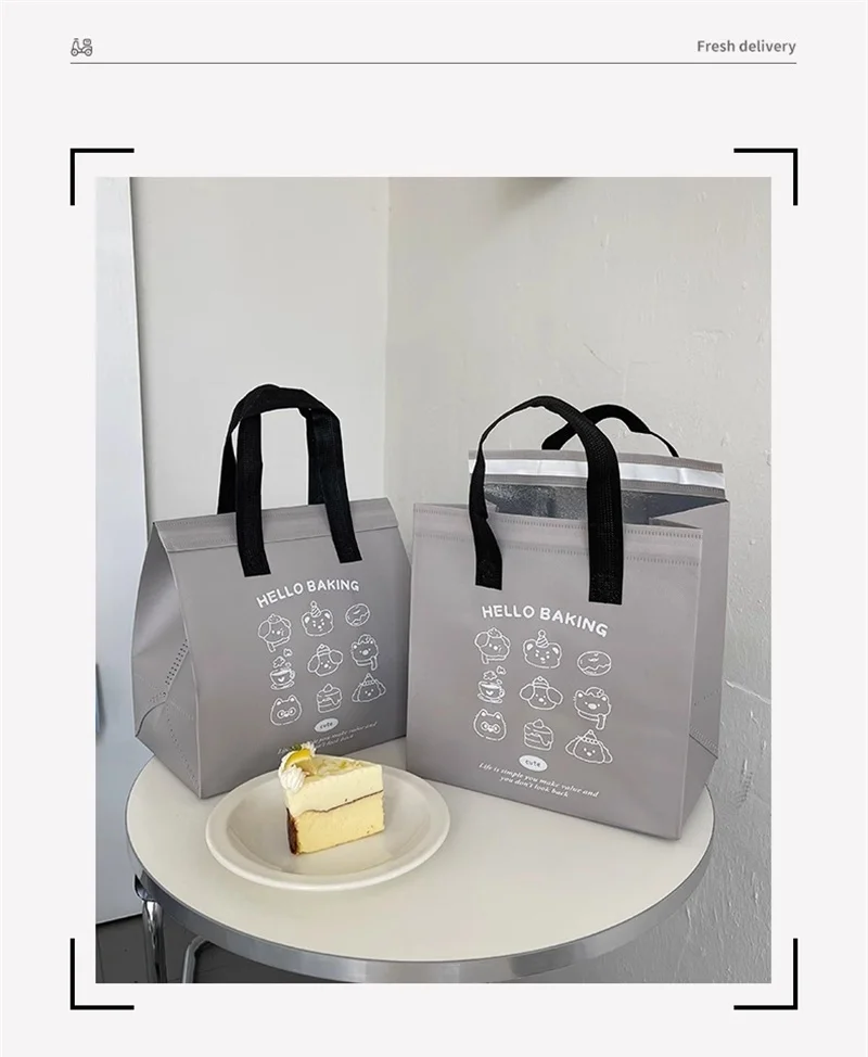 10pcs Grey/Silver Non-Woven Insulated Tote Bags – Portable Reusable Fabric Pouches for ... - SKU NITB1838 - UGI Packaging