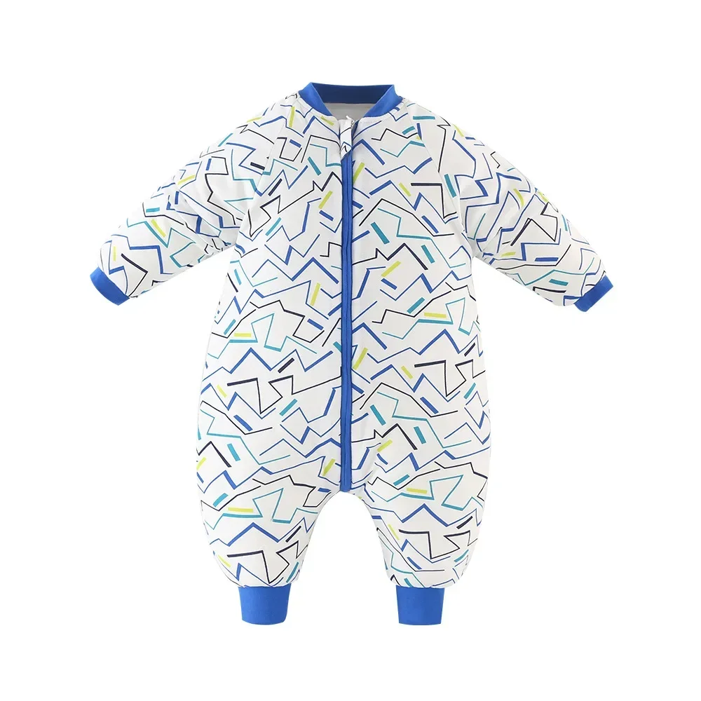 Baby Sleeping Bag Winter Boys Girls Sleep Sack with Legs 3.5Tog Cotton Detachable Sleeve Two-Way Zipper Warm Rompers Pajamas