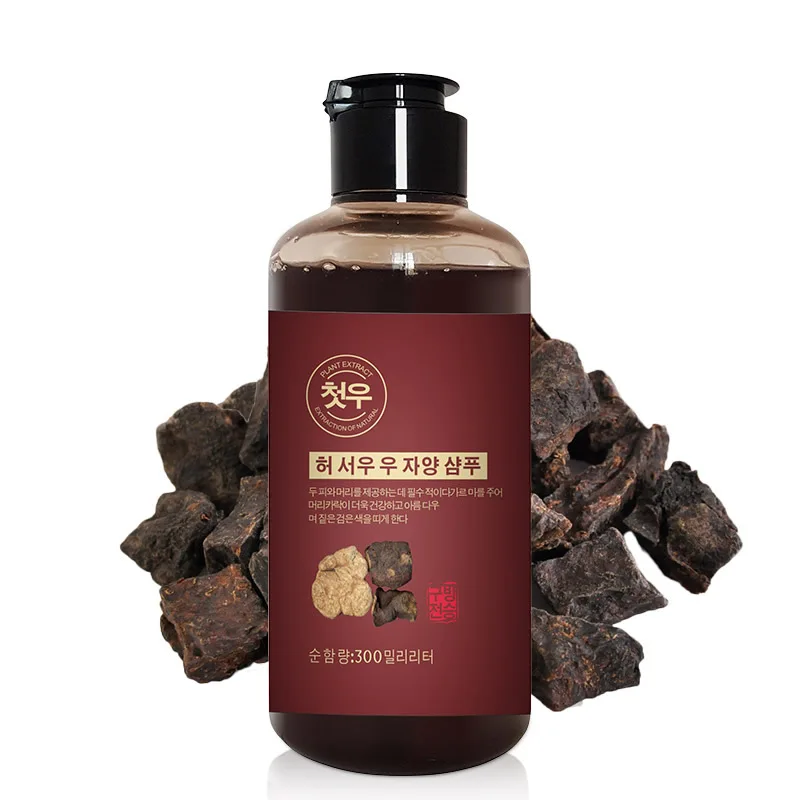 

300ml Herbal Polygonum Multiflorum Shampoo Black Hair Anti-dandruff Anti-itch Moisturizing Non-silicon Oil Hair Care Shampoo