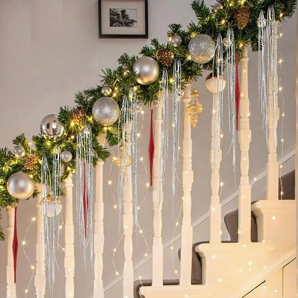 NEU 5000 Stränge Eiszapfen Schillerndes Lametta Folie Fransengirlande für Weihnachten Weihnachtsbaumschmuck Partyzubehör Urlaubsdekoration – Detail 18