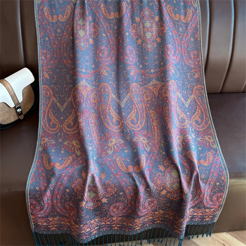 Elegant Ethnic Autumn Cashmere Shawl for Women Jacquard Pashmina Scarves Bufandas De Invierno Mujer Female Foulard Stoles Scarf