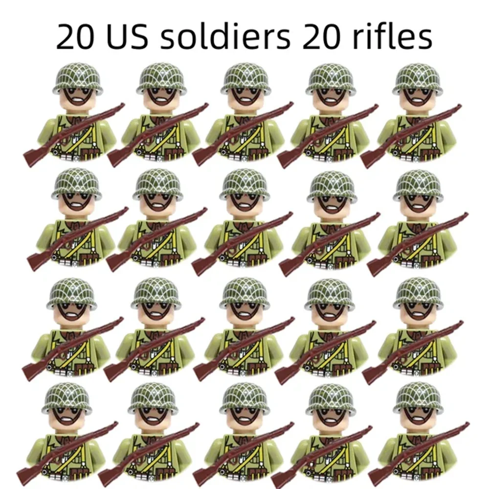 20 Bloques de Construcción de Soldados Soviéticos de la Segunda Guerra Mundial, Ladrillos del Ejército, Juguetes Pequeño