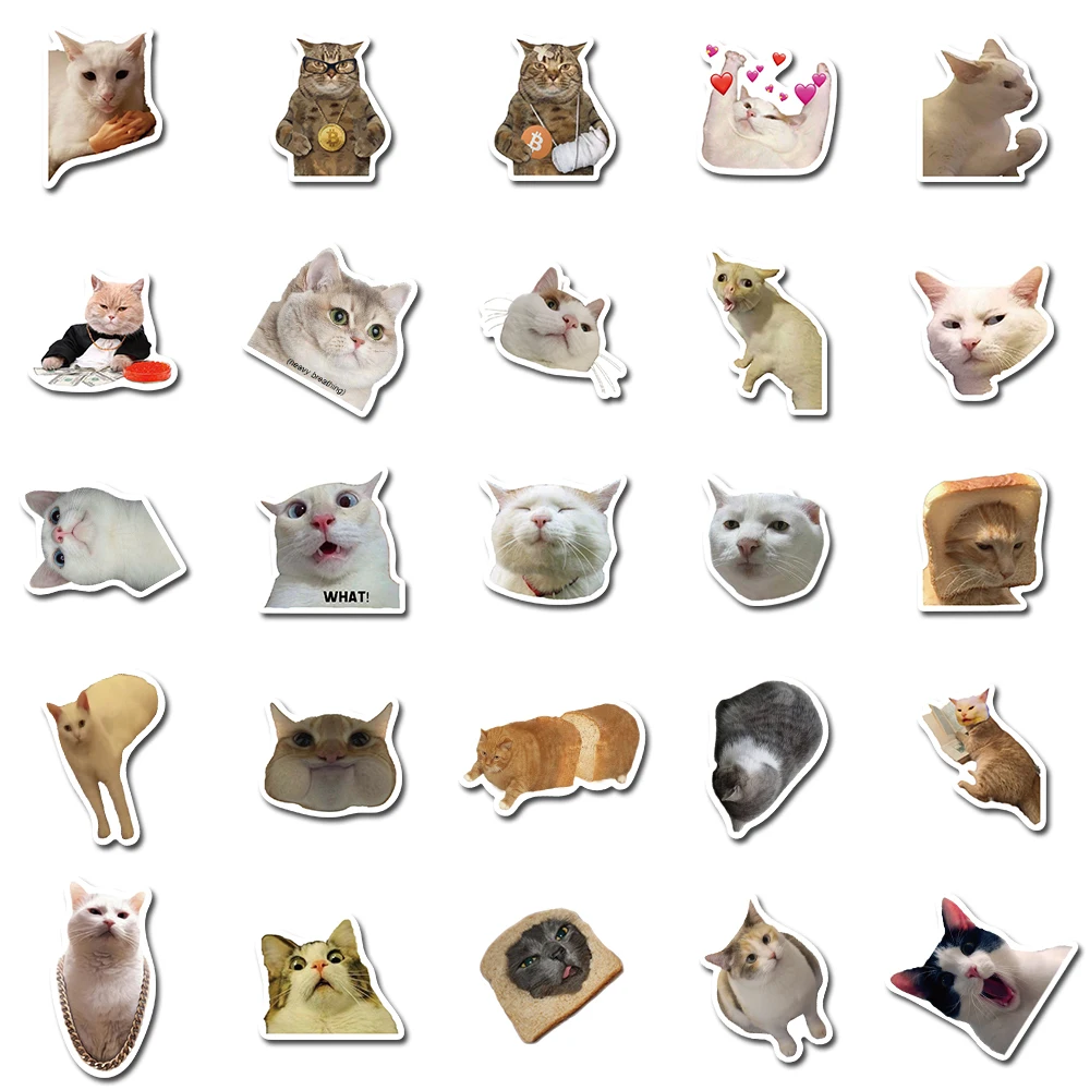  100PCS Cute Cat Stickers,Kawaii Funny Cat Meme Decals