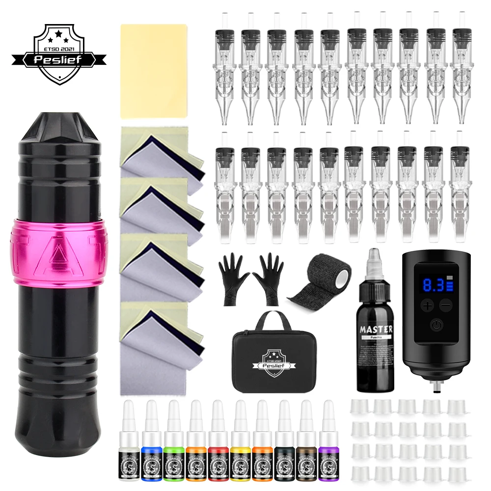 Tattoo Kit Tattoo Supplies Tattoo Pen Kit Tattoo Kit Cartridge for Beginners Rotary Machine Complete with Accessory